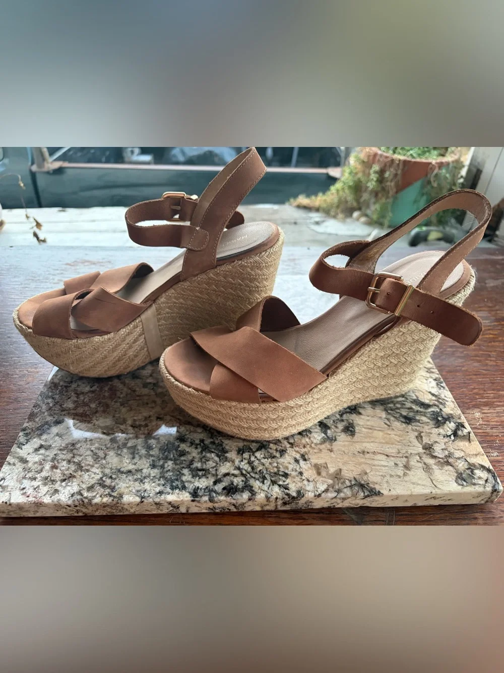 Maiden Lane Leather Espadrille Sandals in Cognac